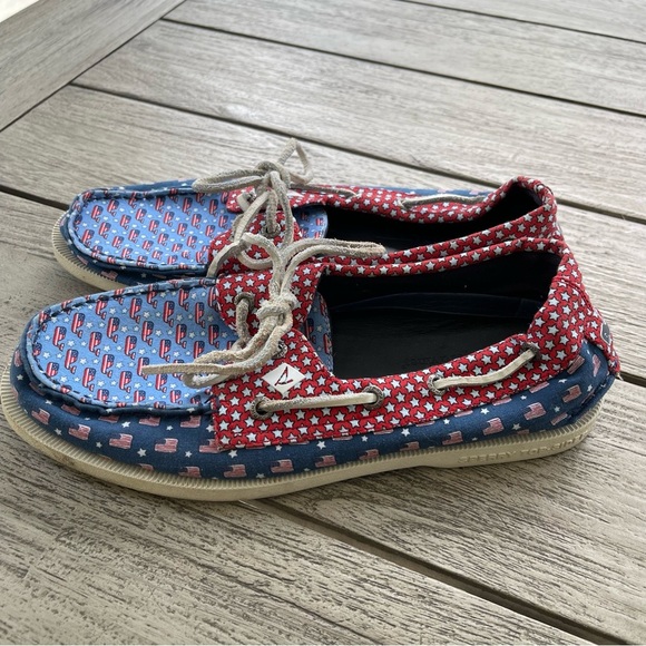 Sperry Vineyard Vines Americana Patriotic Top Sider Boat Shoes Unisex W 9 M 7 - Picture 4 of 9